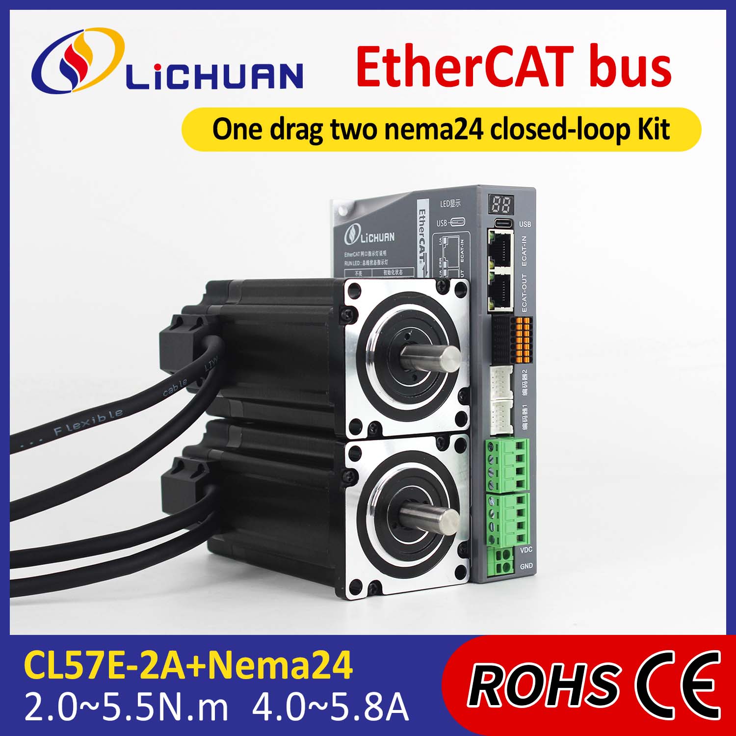 کیت درایور موتور پله ای حلقه بسته DC 2 فاز نما24 EtherCAT 2Phase